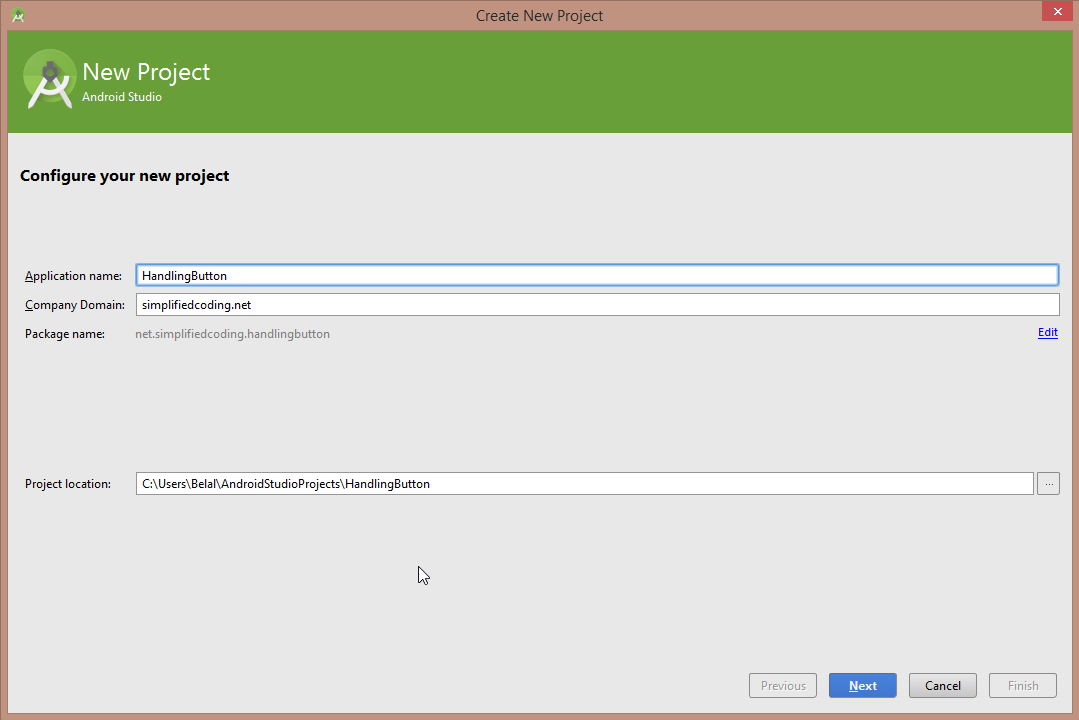 new project android studio