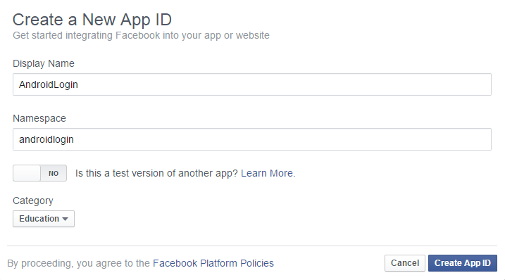 login with facebook android