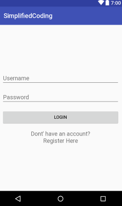 user login screen