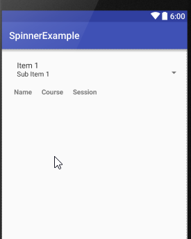 android spinner example layout