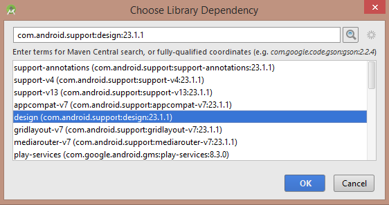 choose library dependency