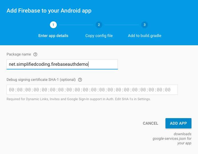 firebase android tutorial adding app