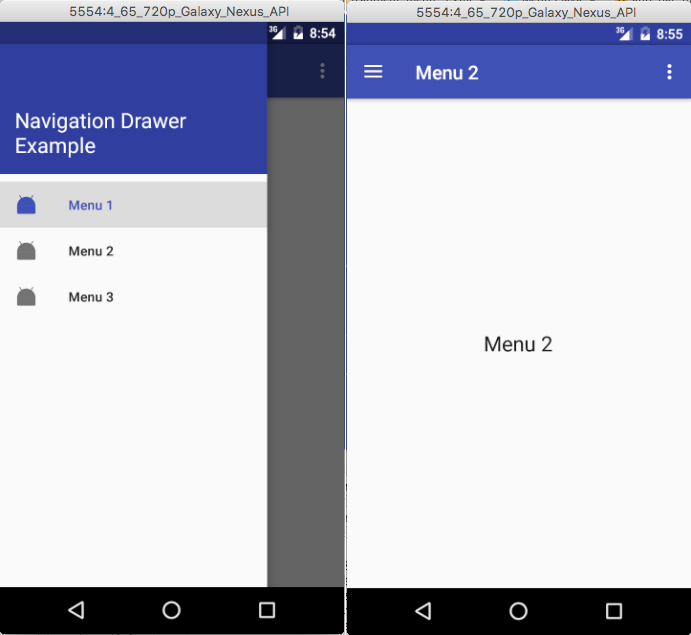 android navigation drawer example