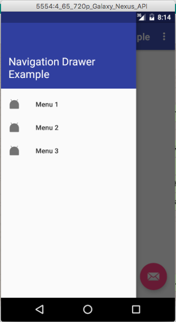 android navigation drawer example