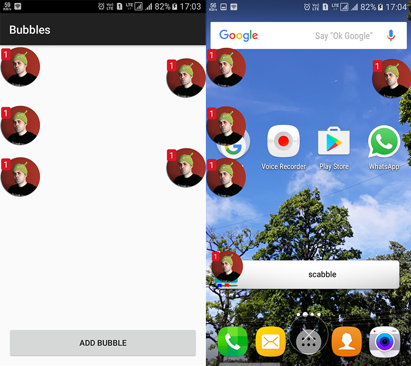 notification bubbles for android