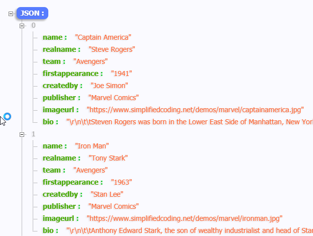 expandable recyclerview json data