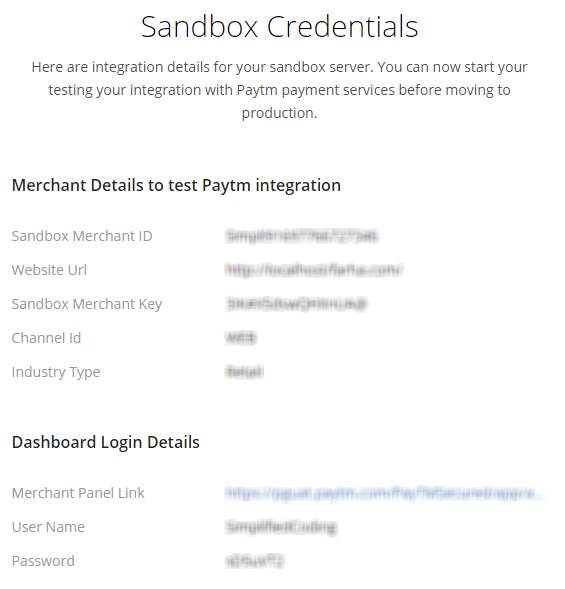 sandbox credential