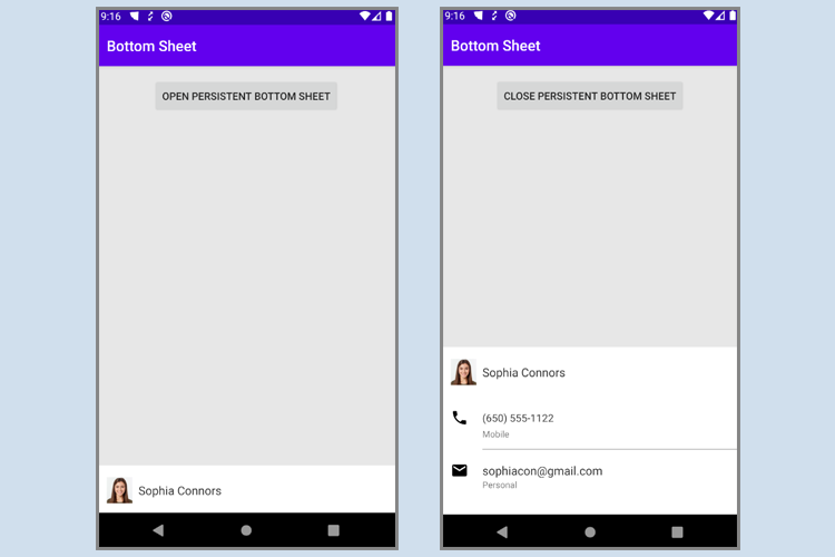 Persistent Bottom Sheet Android